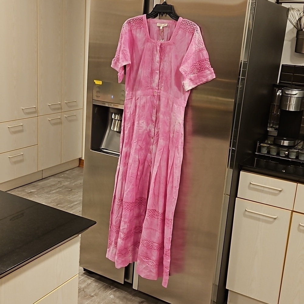 💕LOVESHACKFANCY💕 Edie Midi Dress ~ Begonia Hand Dye Medium M NWT - Picture 10 of 16